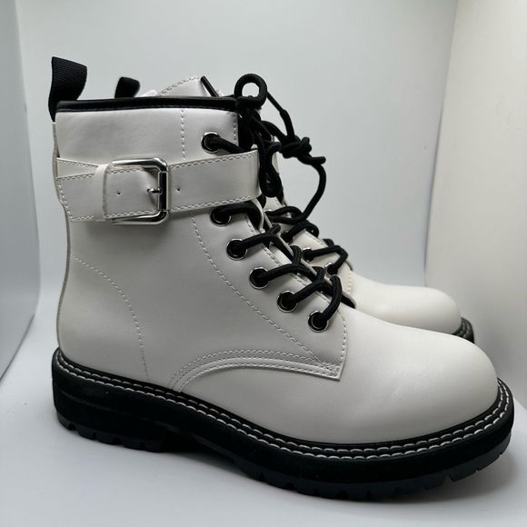 DUNES Women's lace up Boot 8.5 WHITE - Picture 1 of 7